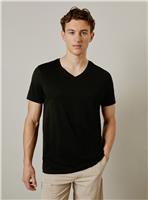 BURTON Black Plain V Neck T Shirt L