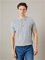 BURTON Light Grey Stripe Knitted Polo S