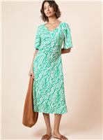 DOROTHY PERKINS Zebra Angel Sleeve Ruched Front Midi Dress 14