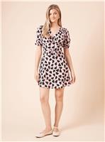 DOROTHY PERKINS Pink Heart Bow Front Puff Sleeve Mini Dress 10
