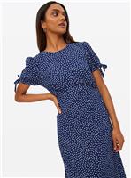 Blue Spot Print Tie-Sleeve Midaxi Tea Dress 24