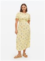 Yellow Floral Tie-Sleeve Midaxi Tea Dress 12