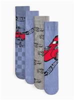 Hot Wheels Printed Ankle Socks 4 Pack 6-8.5