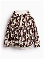 REAKTIV Animal Print Heavy Hooded Borg Pullover XXL