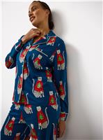 Tu X Scion Navy Lionel Printed Modal Blend Traditional Pyjamas L