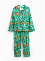 Tu X Scion Mini Me Green Printed Lintu Robin Traditional Pyjamas 8-9 years