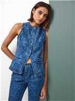 Tu x Morris & Co. Mid-Blue Co-ord Marigold Print Denim Waistcoat 18
