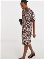 JD WILLIAMS Linen Collared Short Sleeve Tunic Dress 8