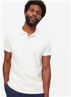 White Jacquard Polo Shirt L