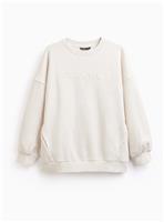 REAKTIV Cream Luxury Embossed Logo Sweatshirt S