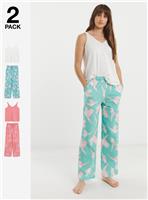 JD WILLIAMS 2 Pack Cotton Pyjama Set Floral Bird 8-10