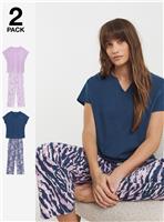 JD WILLIMAS 2 Pack Cotton Pyjama Set Floral Zebra 32-34
