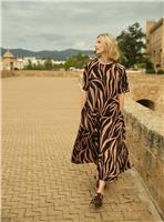 JD WILLIAMS Short Sleeve Care Free Maxi Dress Brown Print 28