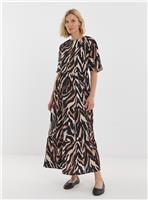 JD WILLIAMS Short Sleeve Smock Maxi Dress Neutral Print 18
