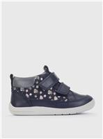 START-RITE Rove Navy Leather Floral Boot 8 Infant