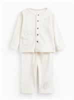 Cream Dumbo Print Fleece Cardigan & Trousers Set 12-18 months