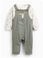Khaki Guess How Much I Love You Sweat & Dungarees Set 9-12 months