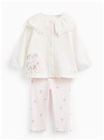 Cream Bambi Collared Top & Leggings Set 6-9 months