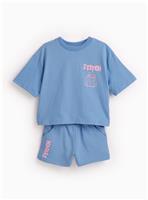 Blue Stitch Graphic T-Shirt & Shorts Set 12 years