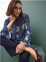 Tu x Morris & Co. Marigold Print Long Sleeve Mesh Top 24