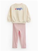 Cream & Pink Bluey Sweat Set 3-4 years