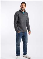 WEIRD FISH Newark 1/4 Zip Grid Fleece Washed Black L