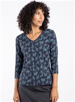 WEIRD FISH Laveda Organic Cotton 3/4 Sleeve Printed V Neck T Shirt 16