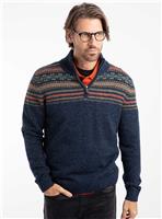 WEIRD FISH Larner 1/4 Zip Fair Isle Jumper S