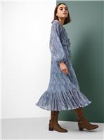 Tu x Morris & Co. Light Blue Midaxi Marigold Printed Chiffon Tea Dress 22