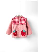 JOJO MAMAN B&Eacute;B&Eacute; Strawberry Pocket Fleece Zip Up Jacket 5-6 Years