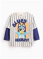 Navy Bluey Character Print Mock Sleeve T-Shirt 4-5 years