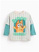 Orange Bluey Character Print Mock Sleeve T-Shirt 5-6 years