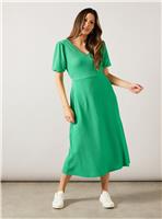 WALLIS Green Jersey V Neck Midi Tea Dress 16