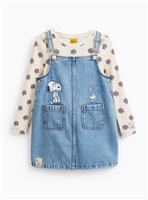Denim Snoopy Print Pinafore Dress & Top Set 6-7 years