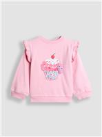 JOJO MAMAN BÉBÉ Cupcake And Mouse Applique Frill Sleeve Sweatshirt 6-12 months