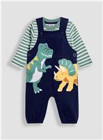 JOJO MAMAN B&Eacute;B&Eacute; 2 Piece Dino Dungarees And Top Set 3-6 months