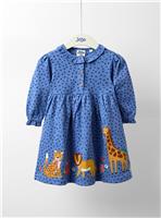 JOJO MAMAN BÉBÉ Safari Animals Applique Frill Neck Dress 5-6 Years