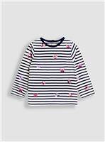 JOJO MAMAN BÉBÉ Floral And Butterfly Embroidered Top 6-7 Years