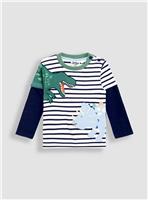 JOJO MAMAN B&Eacute;B&Eacute; Dino Applique Top 3-4 Years