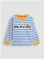 JOJO MAMAN B&Eacute;B&Eacute; Striped Tractor Applique Top 6-12 months