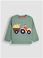 JOJO MAMAN B&Eacute;B&Eacute; Tractor & Trailer Applique Sweatshirt 6-7 Years