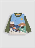 JOJO MAMAN B&Eacute;B&Eacute; Farmyard Scene Applique Top 6-12 months