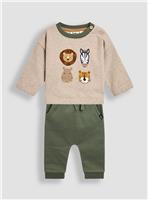 JOJO MAMAN BÉBÉ 2 Piece Safari Applique Sweatshirt And Joggers Set 2-3 Years