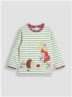 JOJO MAMAN BÉBÉ Hedgehog And Squirrel Applique Frill Top 6-7 Years
