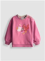 JOJO MAMAN B&Eacute;B&Eacute; Woodland Friends Applique Sweatshirt With Frill 4-5 Years