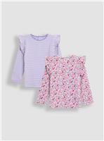 JOJO MAMAN BÉBÉ 2 Pack Ditsy And Stripe Tops 6-12 months