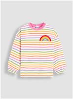JOJO MAMAN B&Eacute;B&Eacute; Rainbow Applique Top 6-7 Years