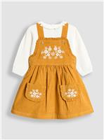 JOJO MAMAN B&Eacute;B&Eacute; Embroidered Cord Pinafore Dress And Blouse Set 4-5 Years