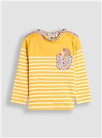 JOJO MAMAN B&Eacute;B&Eacute; Hedgehog Pocket Frill Top 6-12 months