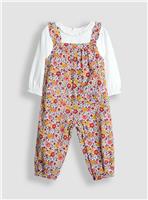JOJO MAMAN B&Eacute;B&Eacute; Floral Cord Dungaree And Top Set 18-24 months
